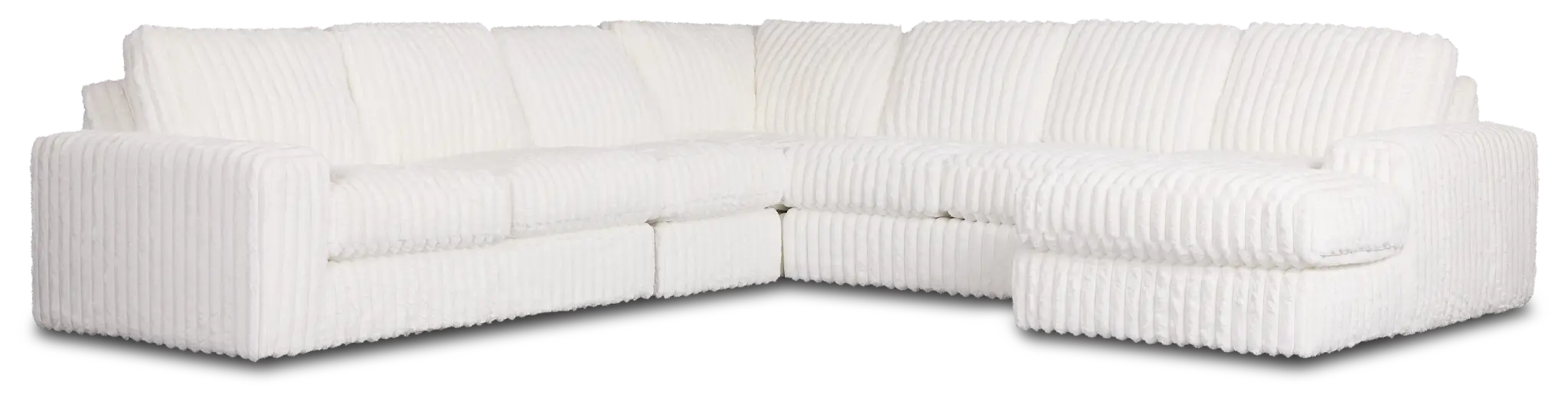 Teddy White Fabric Large Right Chaise Sectional Teddy White Fabric Large Right Chaise Sectional