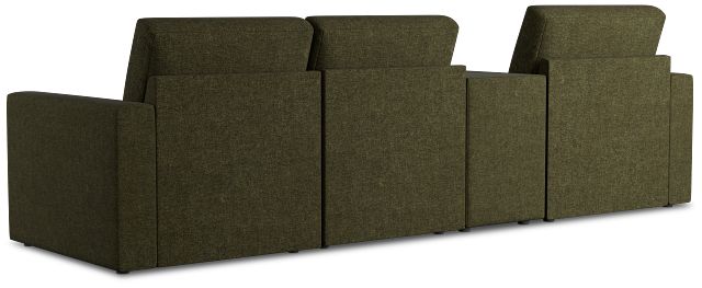 Citymod Green Fabric Small Left Chaise Sectional With Storage Console