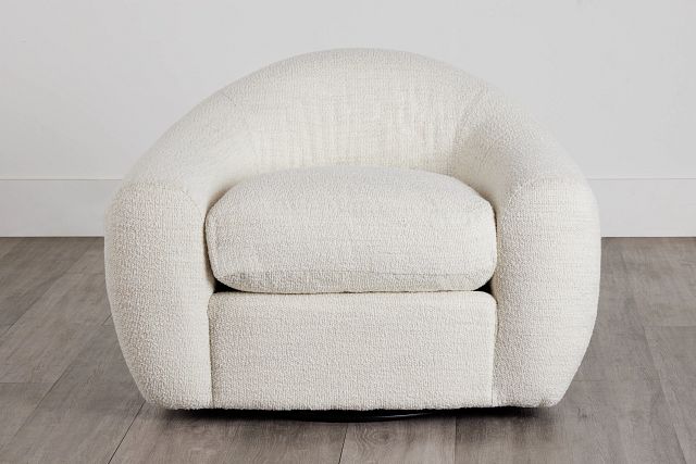 Kaya White Fabric Swivel Chair