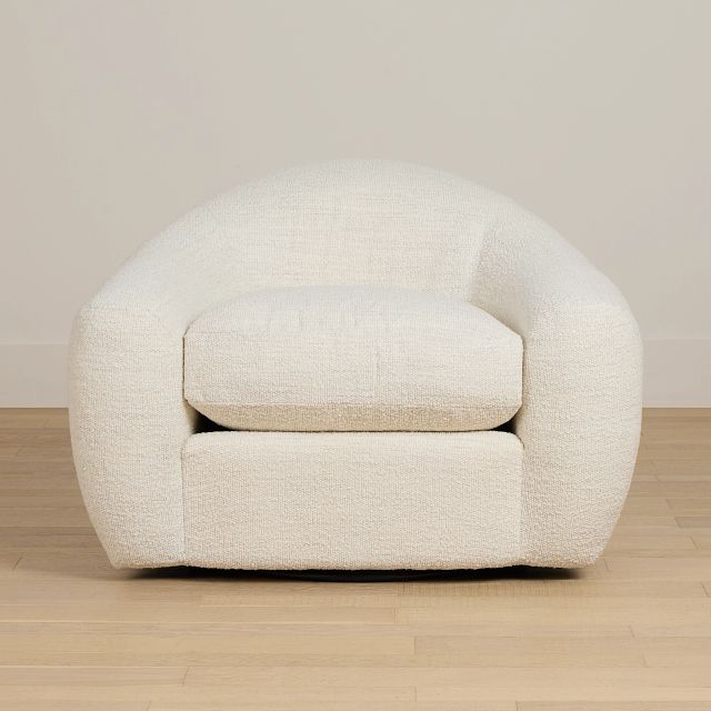 Kaya White Fabric Swivel Chair