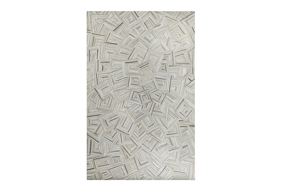 Puzzle Light Gray Leather 5x8 Area Rug