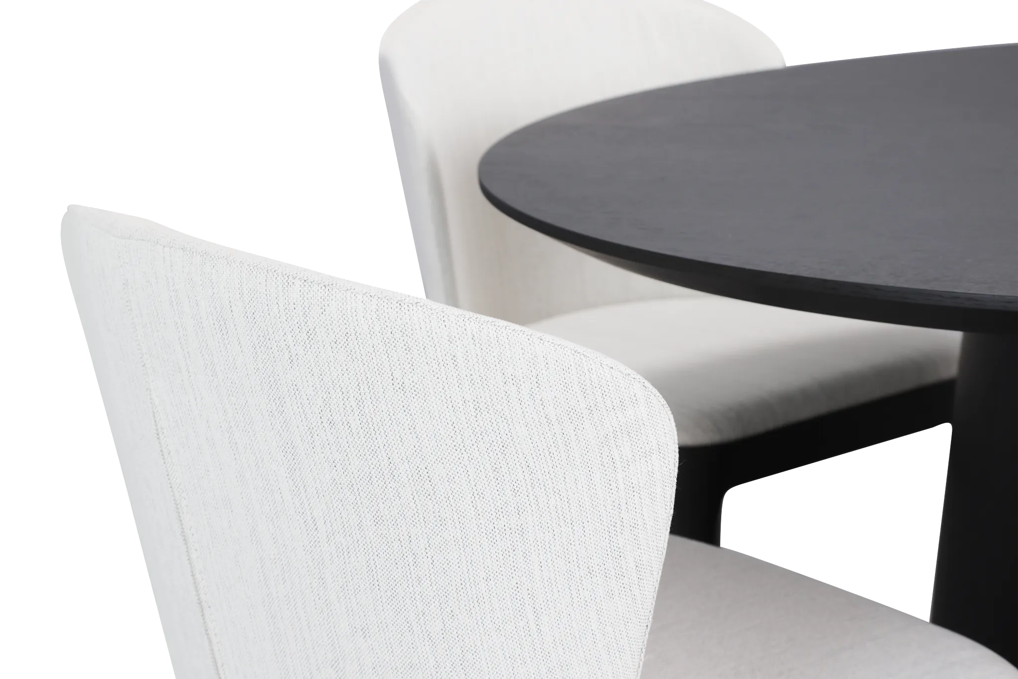 Nomad Black 47" Round Table & 4 Light Beige Chairs W/ Black Legs