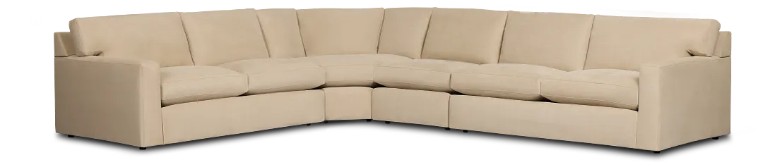 Hudson Beige Fabric Medium 2-arm Wedge Sectional