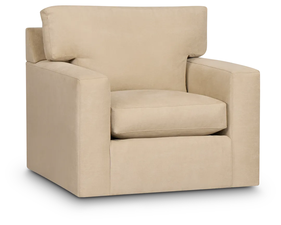 Hudson Beige Fabric Swivel Chair