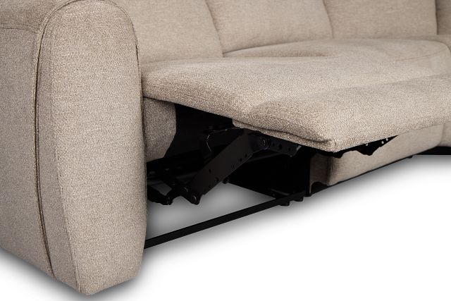 Walker Beige Fabric Small Two-arm Manually Reclining Sectional