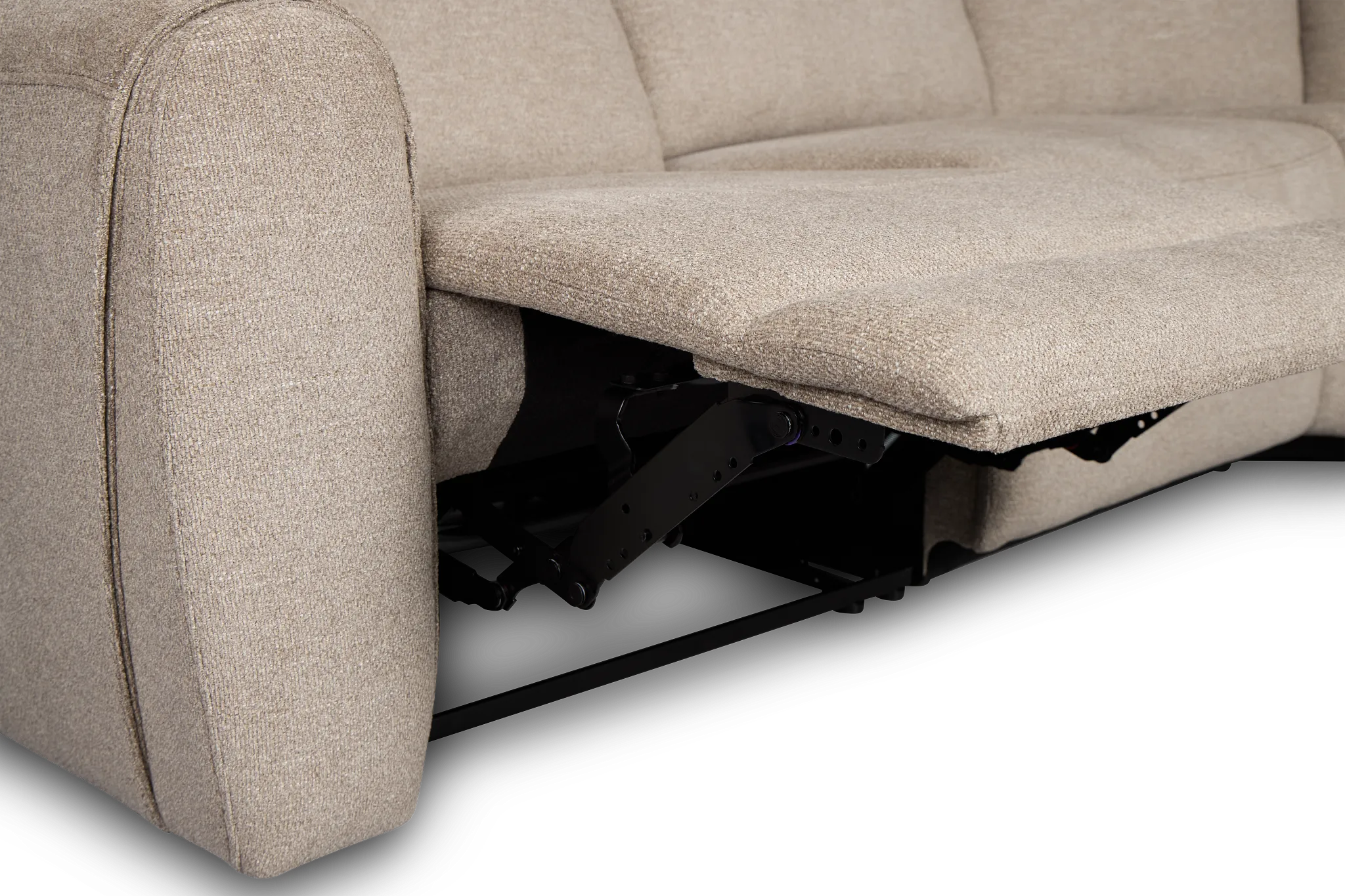 Walker Beige Fabric Small Two-arm Manually Reclining Sectional