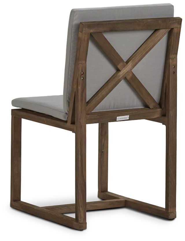 Linear Teak Dk Gray Side Chair