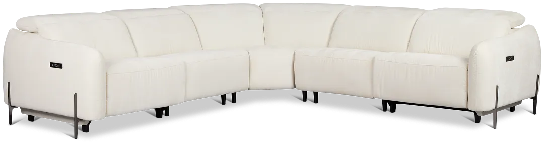 Zuri White Velvet Small Two-arm Power Reclining Sectional