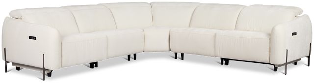 Zuri White Velvet Small Two-arm Power Reclining Sectional
