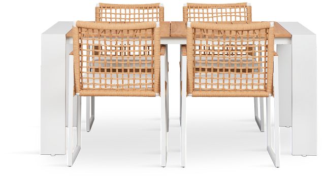 Sunrise Teak 65" Rectangular Table & 4 Teak Arm Chairs