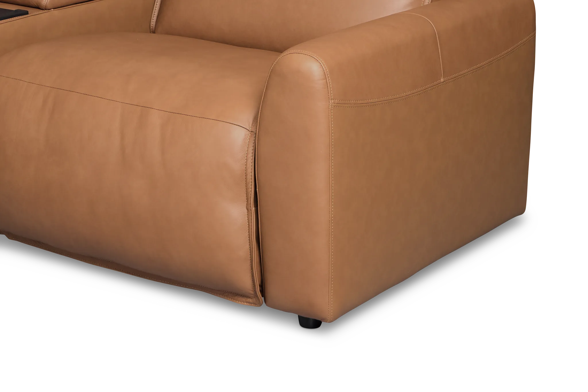 Edison Medium Brown Leather/Vinyl Medium Dual Power 2-arm Reclining Sectional