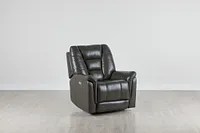 Owen Dark Gray Leather Power Swivel Glider Recliner