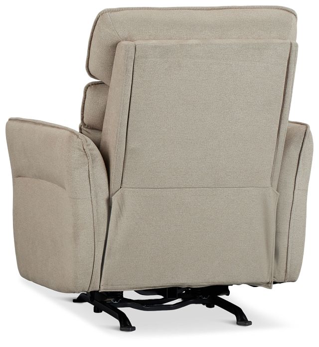 Preston Khaki Fabric Power Recliner With Heat And Massage