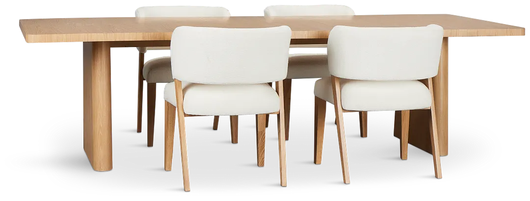 Malibu Light Tone Rect Table & 4 Upholstered Chairs