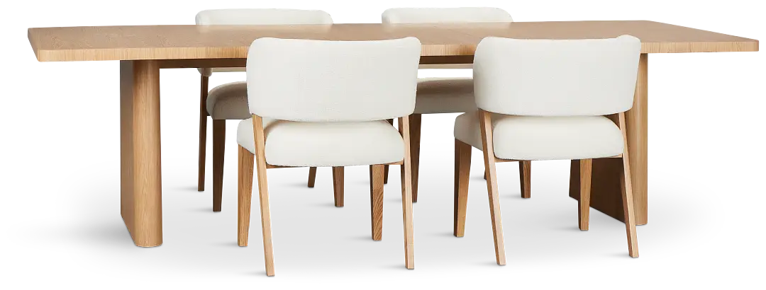 Malibu Light Tone Rect Table & 4 Upholstered Chairs Malibu Light Tone Rect Table & 4 Upholstered Chairs