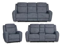 Walker Blue Fabric Manually Reclining Living Room