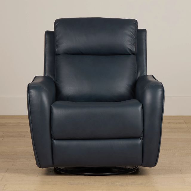 Julian Dark Blue Lthr/vinyl Power Swivel Glider Recliner