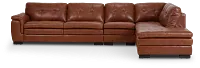 Braden Medium Brown Leather Medium Right Bumper Sectional