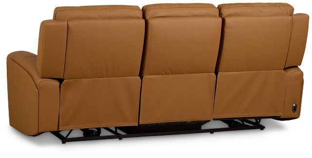 Summit Light Brown Lthr/vinyl Power Reclining Sofa W/ Power Headrest