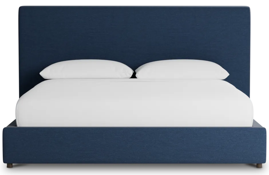 Grayton Peyton Dark Blue 54" Upholstered Platform Bed