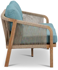 Laguna Light Tone Loveseat With Teal Cushions