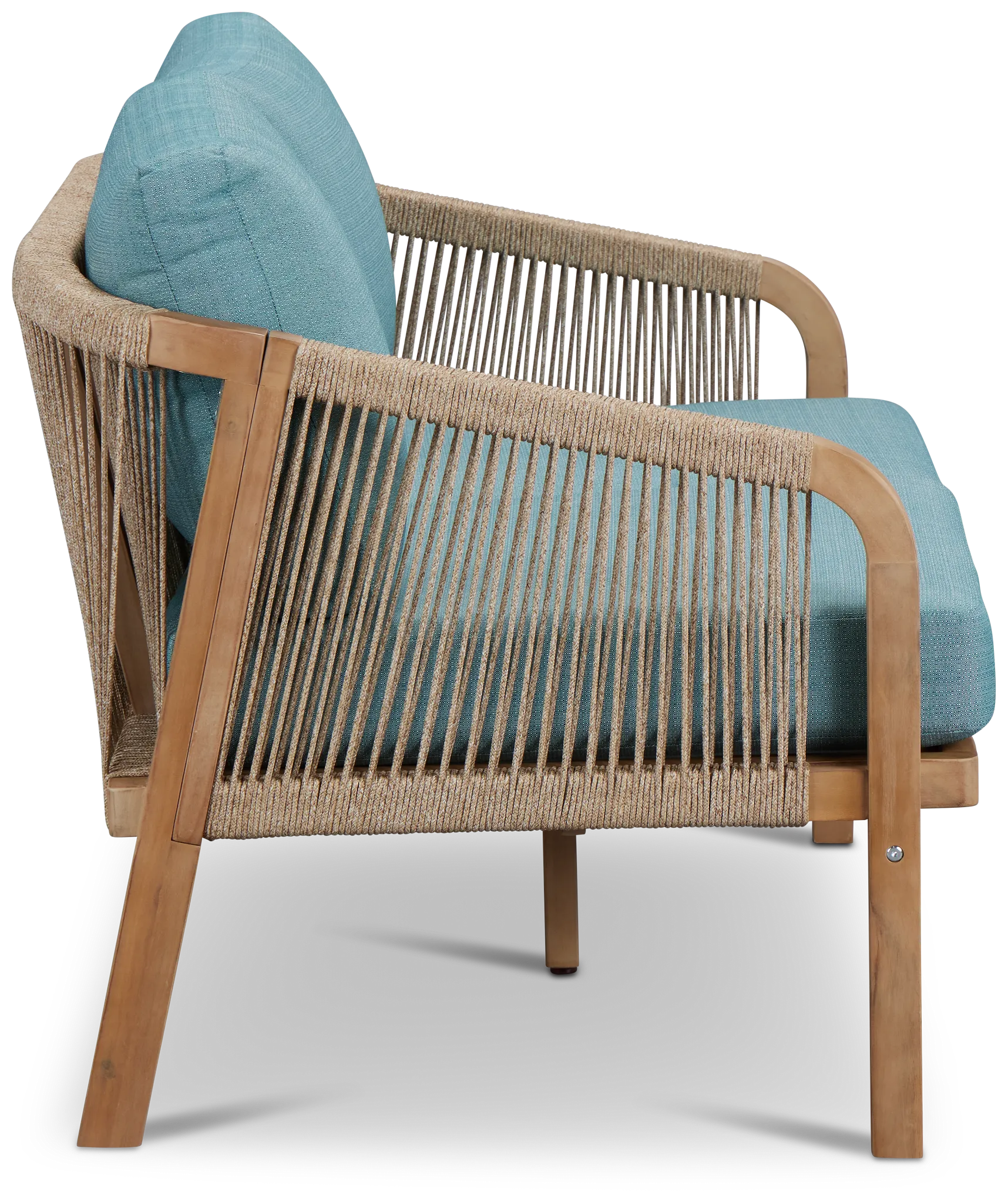 Laguna Light Tone Loveseat With Teal Cushions