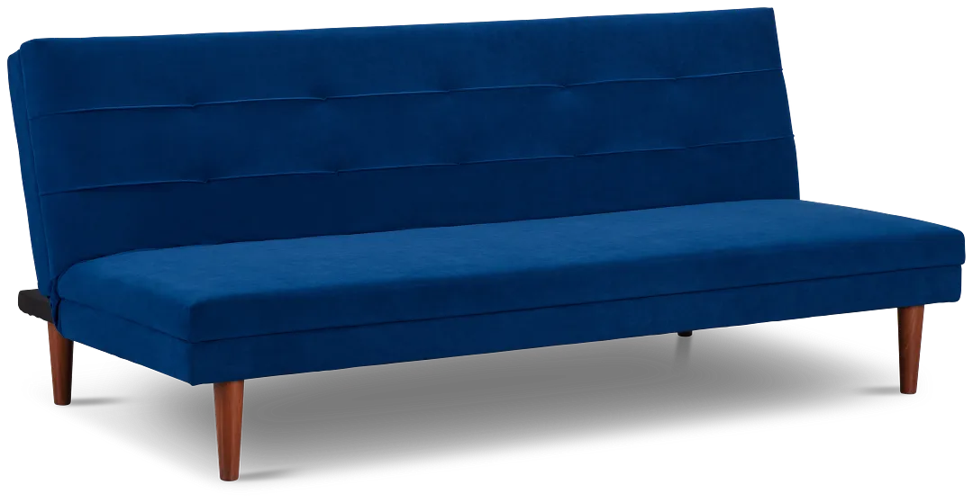 Ellie Dark Blue Velvet Sofa Futon