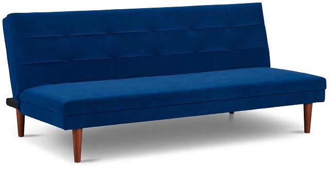 Ellie Dark Blue Velvet Sofa Futon