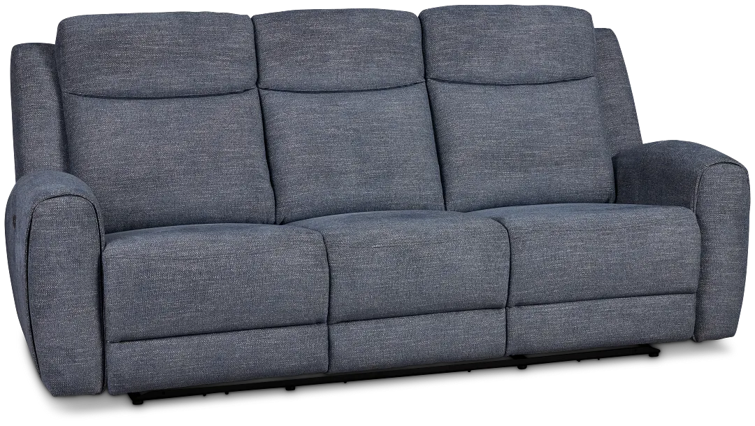 Walker Blue Fabric Power Reclining Sofa W/ Power Headrest