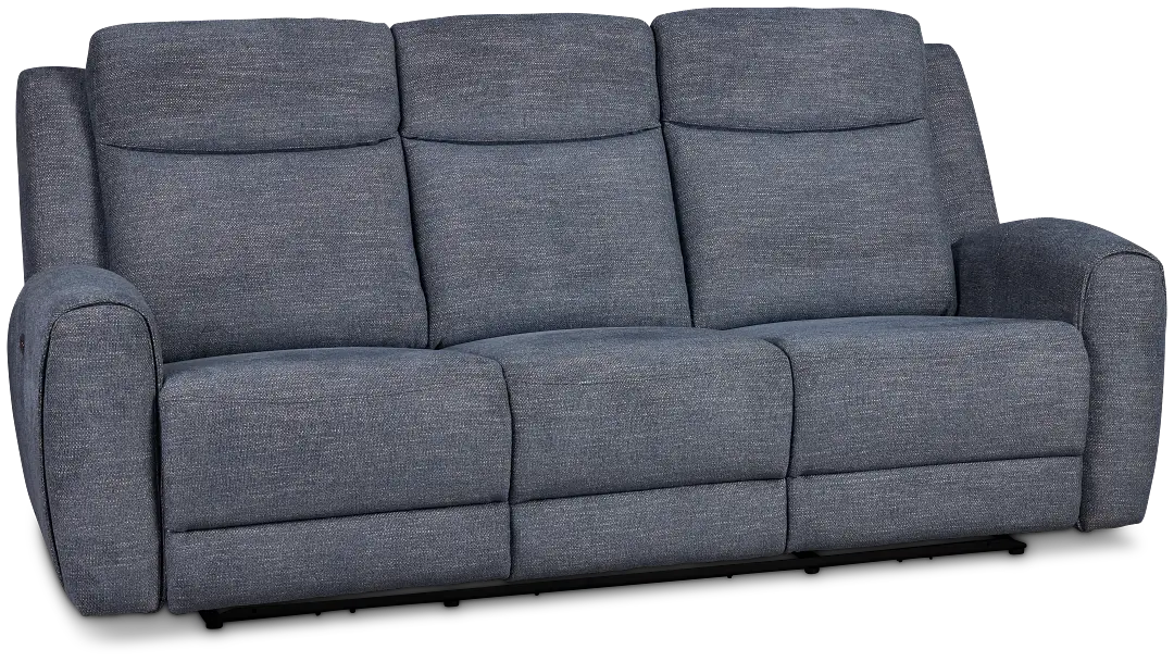 Walker Blue Fabric Power Reclining Sofa W/ Power Headrest Walker Blue Fabric Power Reclining Sofa W/ Power Headrest