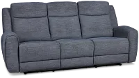 Walker Blue Fabric Power Reclining Sofa W/ Power Headrest