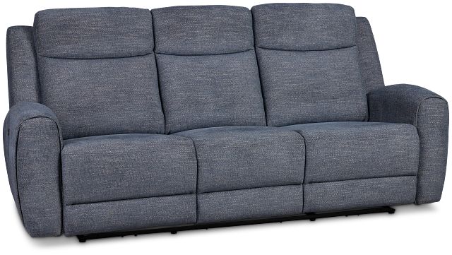 Walker Blue Fabric Power Reclining Sofa W/ Power Headrest