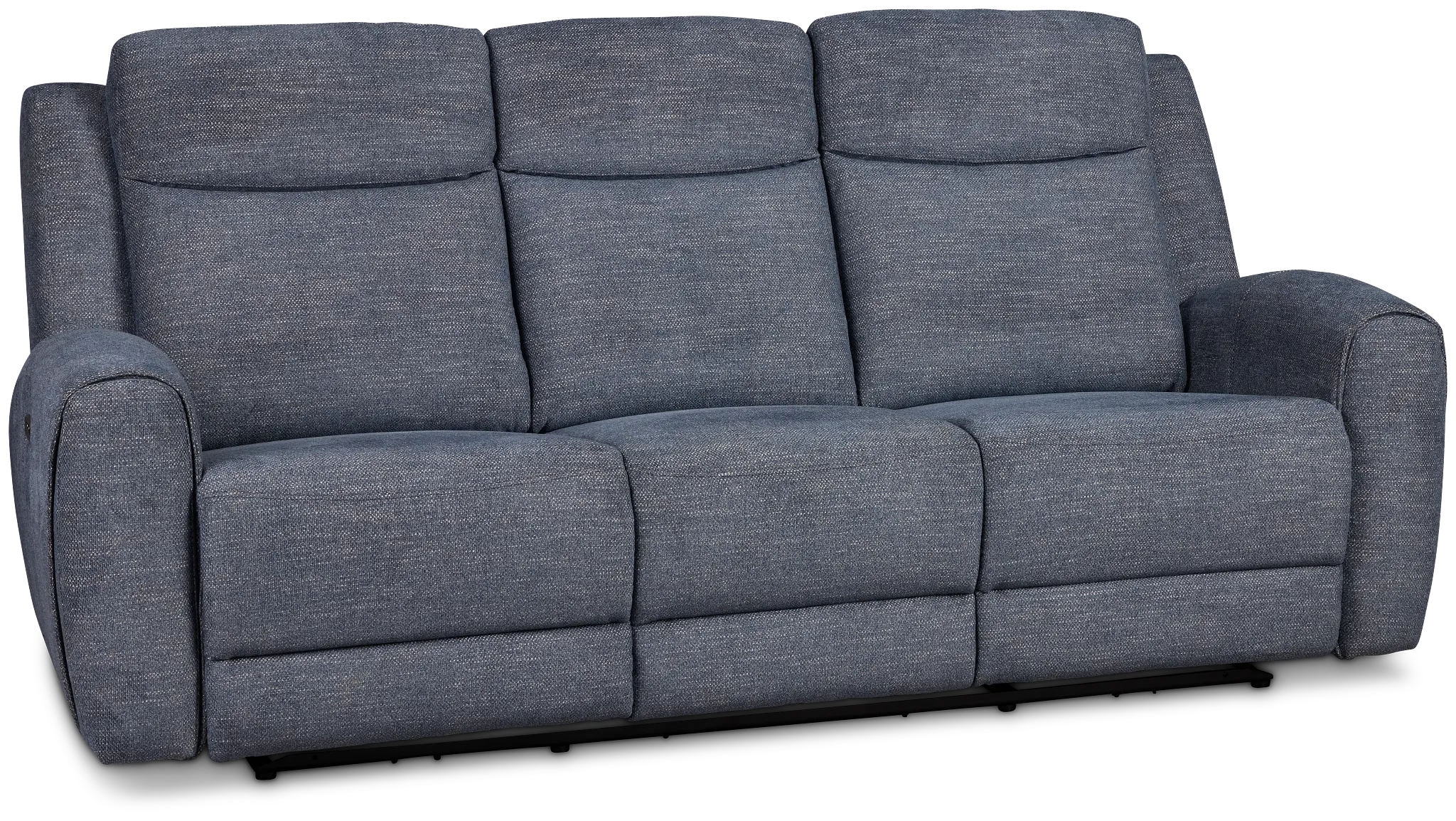 Walker Blue Fabric Power Reclining Sofa W/ Power Headrest