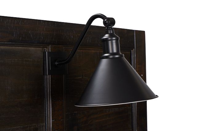 Heron Cove Dark Tone Panel Headboard With Lights