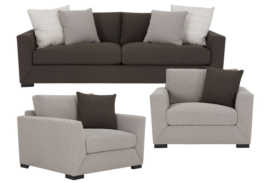 Nicolette Dark Gray Fabric Living Room Living Room Living Room
