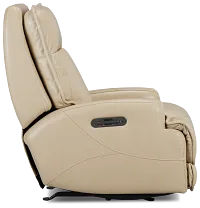Casey Light Beige Lthr/vinyl Power Rocker Recliner