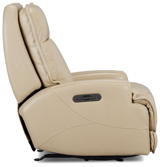 Casey Light Beige Lthr/vinyl Power Rocker Recliner