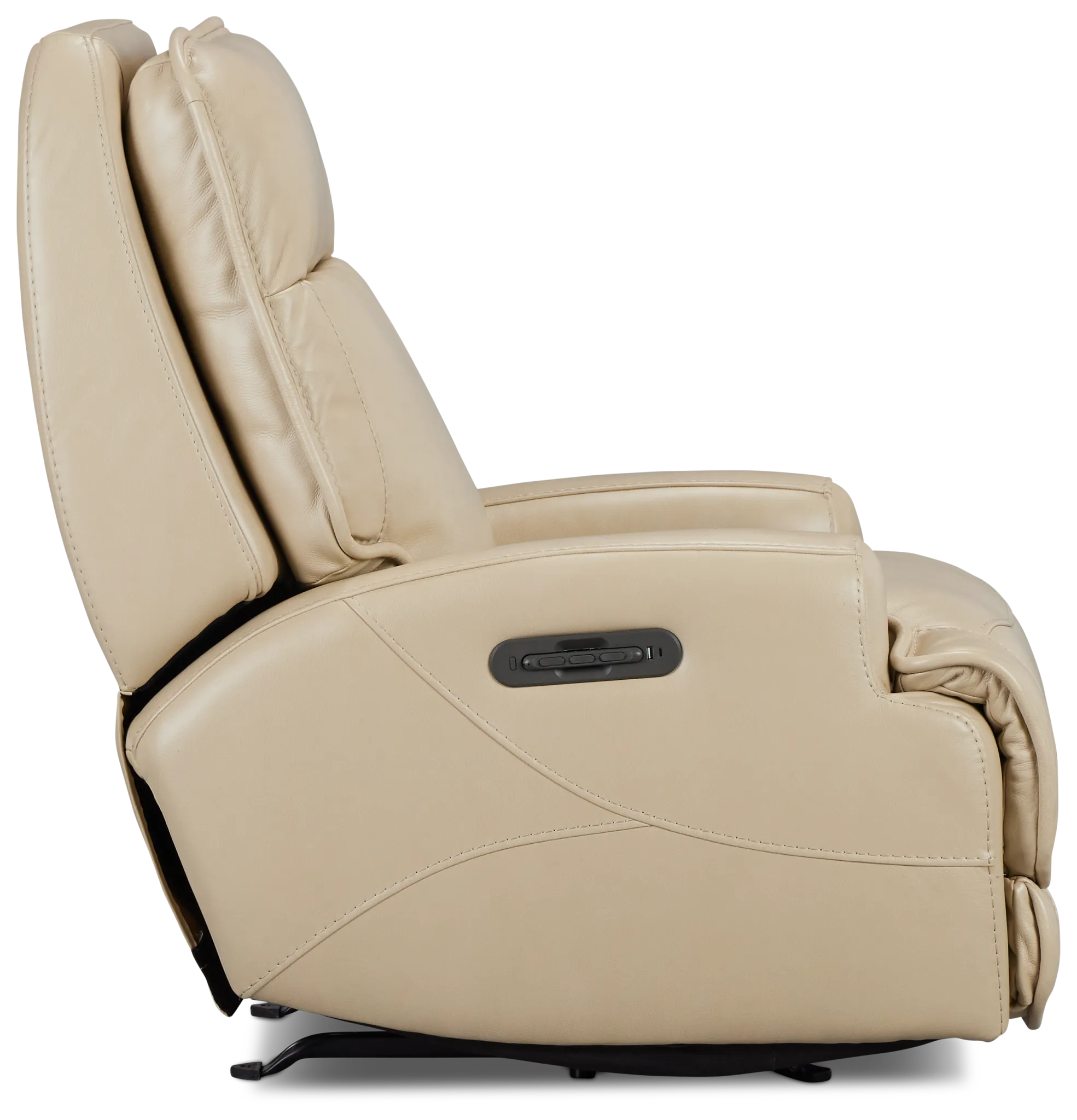 Casey Light Beige Lthr/vinyl Power Rocker Recliner