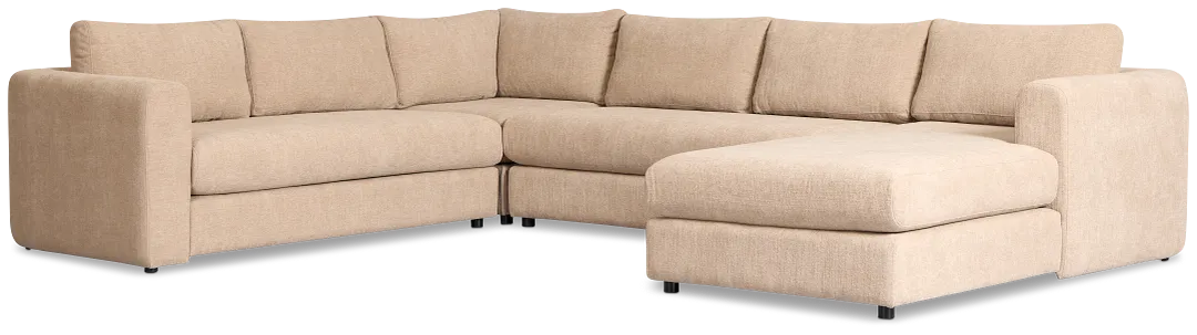 Alma Taupe Fabric Medium Right Chaise Sectional