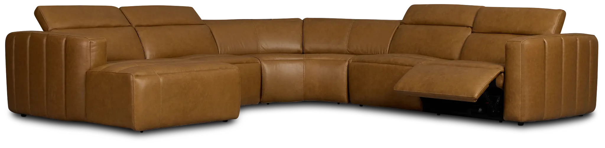 Jace Medium Brown Lthr/vinyl Small Left Chaise Power Reclining Sectional Jace Medium Brown Lthr/vinyl Small Left Chaise Power Reclining Sectional