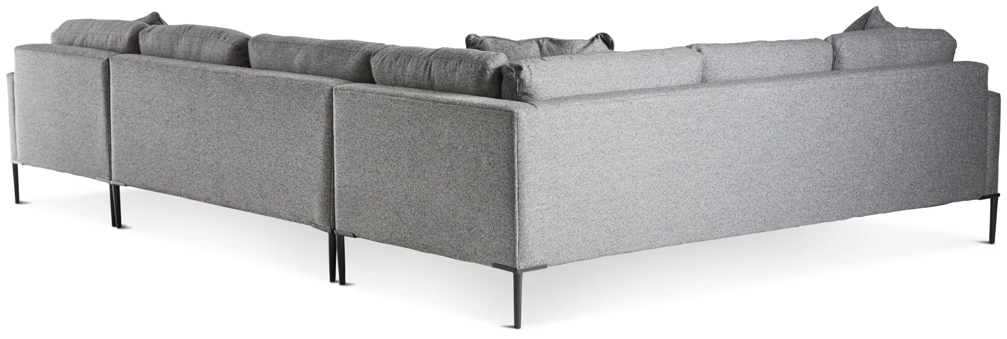 Morgan Dark Gray Fabric Medium Right Chaise Sectional W/ Metal Legs