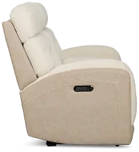 Travis Light Beige Fabric Power Reclining Console Loveseat