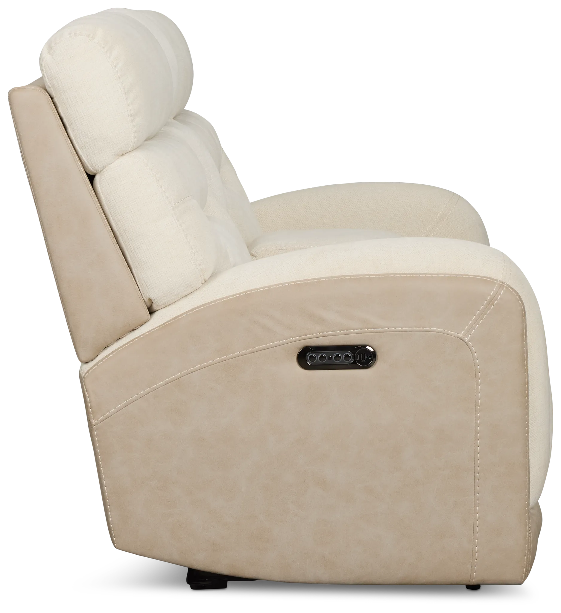 Travis Light Beige Fabric Power Reclining Console Loveseat