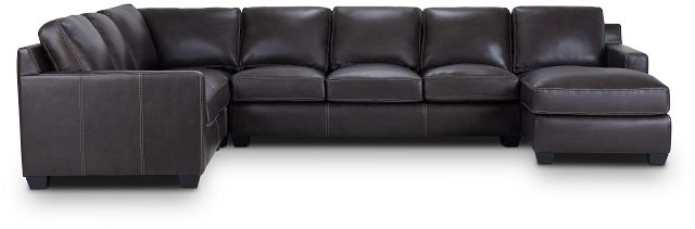 Carson Dark Brown Leather Medium Right, Leather Sectional With Chaise And Sleeper