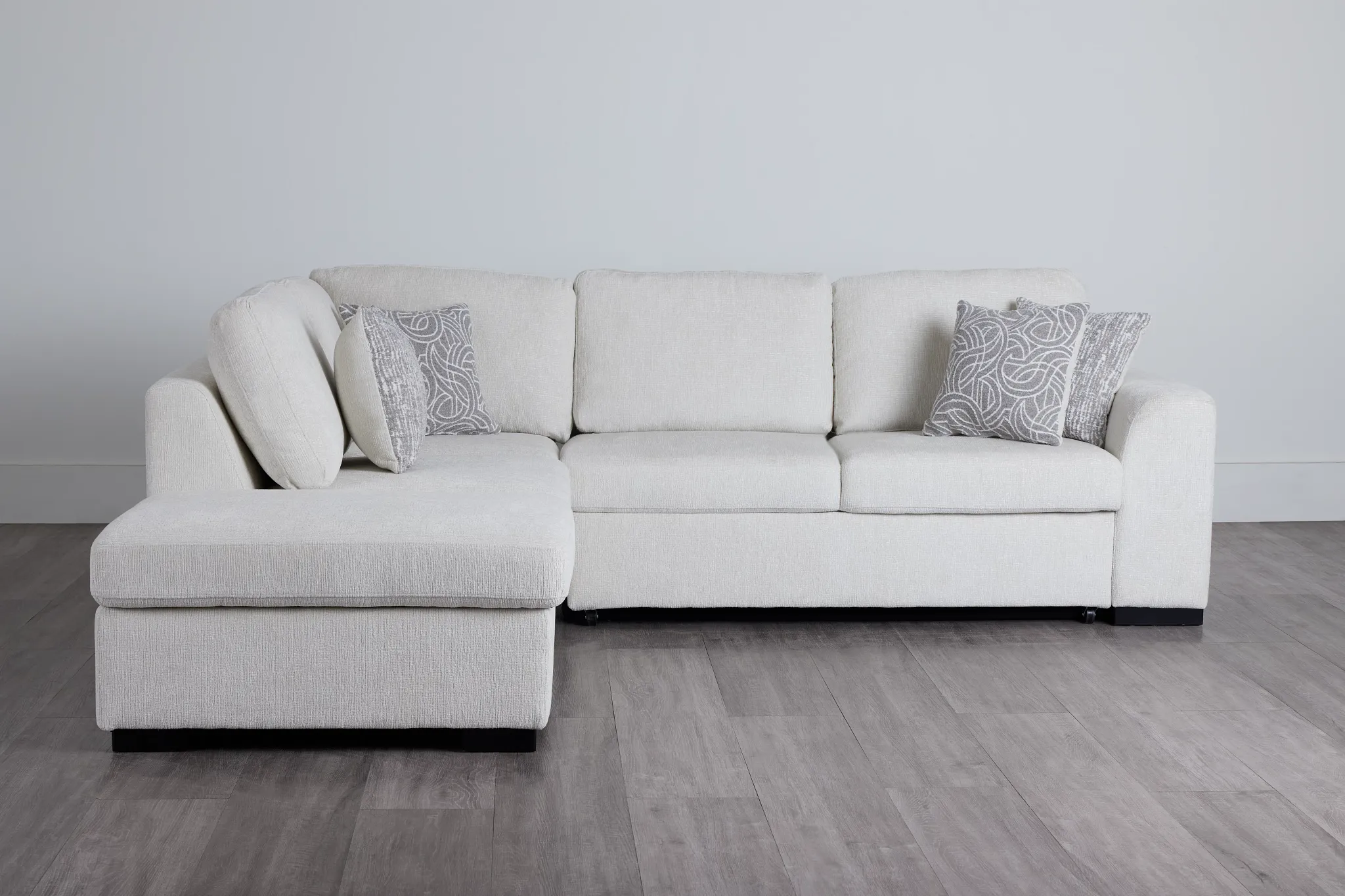 Blakely White Fabric Small Left Bumper Sleeper Sectional