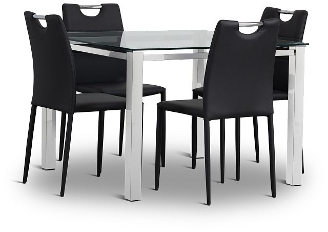 Skyline Black Square Table & 4 Upholstered Chairs (2)