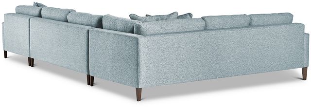 Morgan Teal Fabric Medium Right Chaise Sectional W/ Wood Legs