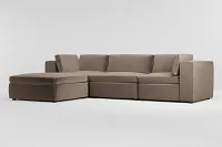 Destin Joya Beige Velvet 4-piece Bumper Sectional