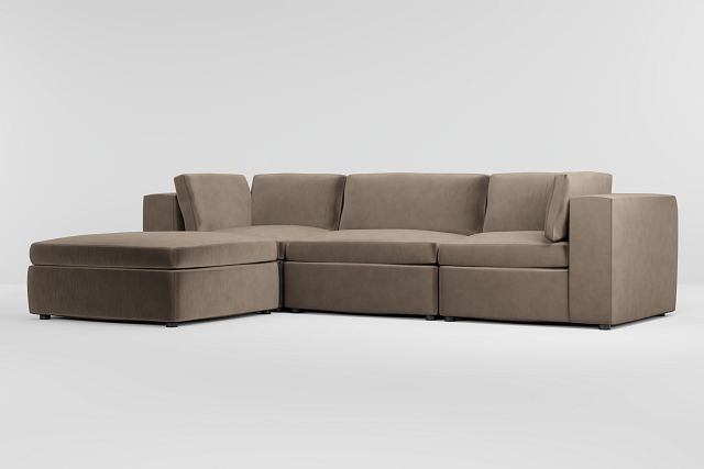 Destin Joya Beige Velvet 4-piece Bumper Sectional