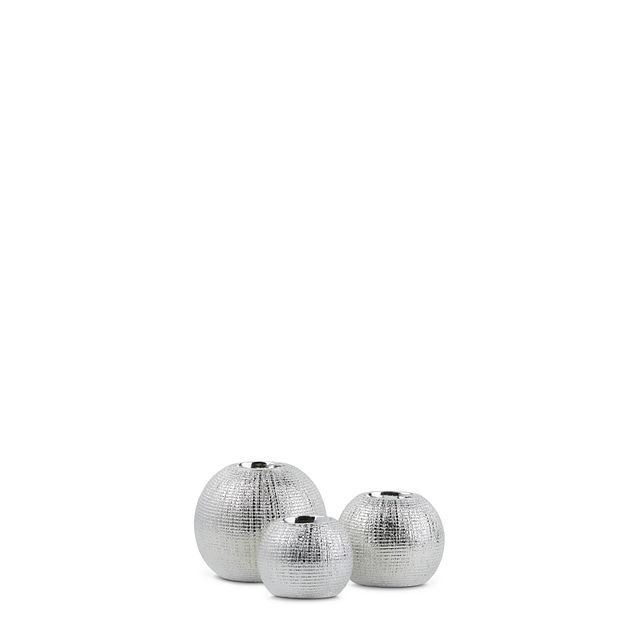 Storm Silver Set Of 3 Candle Holder